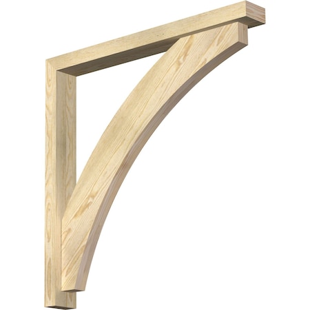 Ekena Millwork Thorton Block Rough Sawn Bracket w/ Offset Brace, Douglas Fir, 4"W x 34"D x 34"H BKT0402X34X34THR05RDF